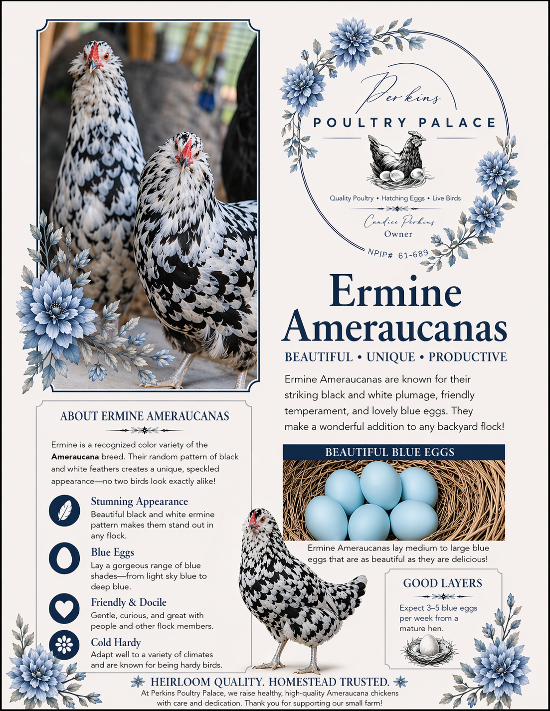 Ermine Ameracauna Hatching Eggs